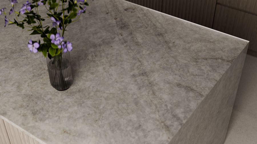 Cool grey-white with a soft diagonal drift, zero-silica quartz surface, ZQ11111