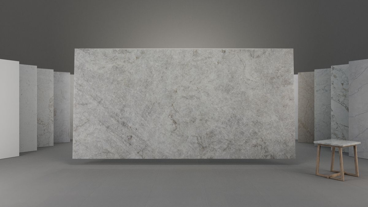 Cool grey-white with a soft diagonal drift, Slab view 1, ZQ11111