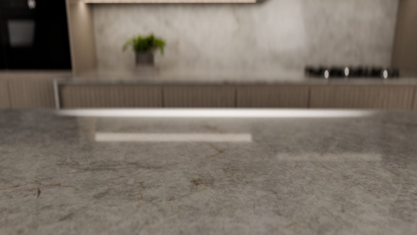 Cool grey-white with a soft diagonal drift, In situ view 2, ZQ11111