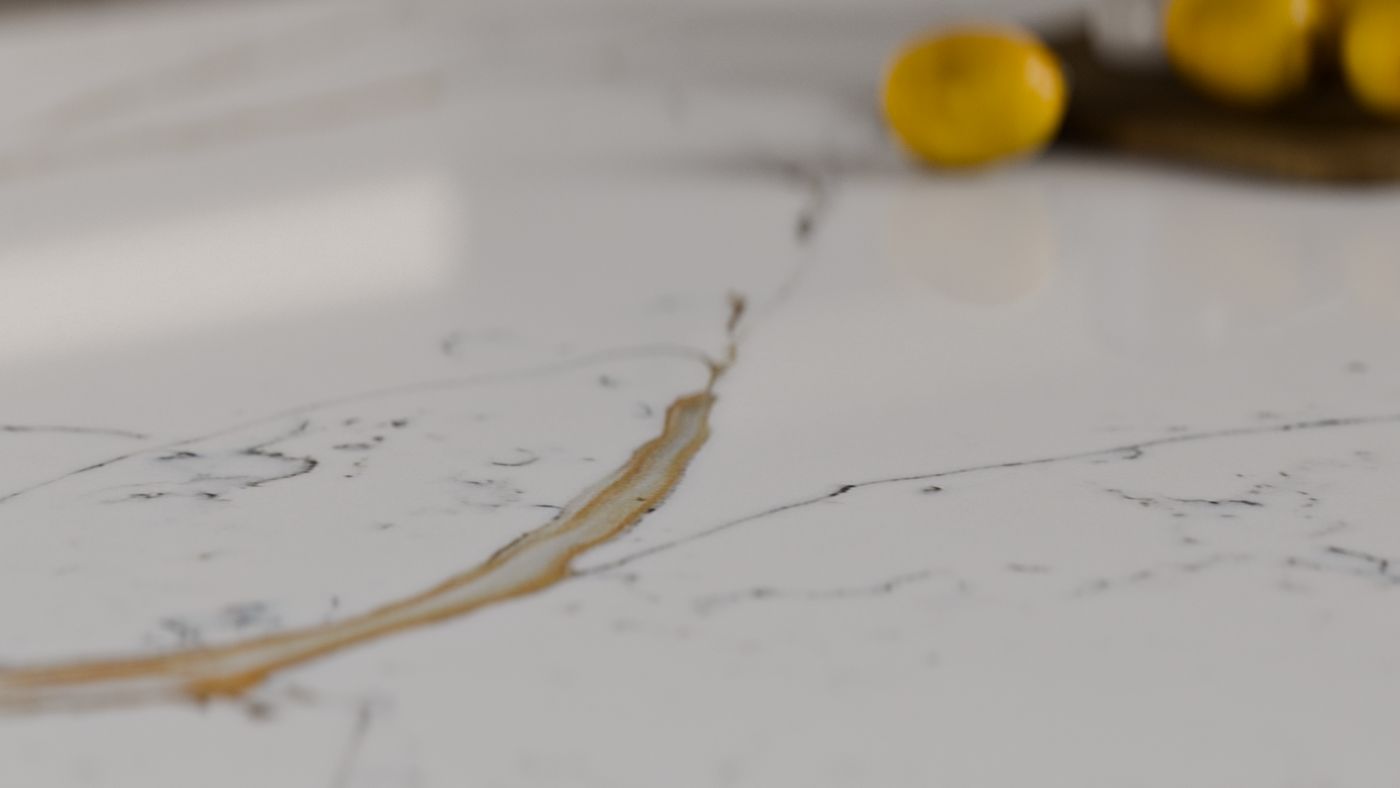 Bold caramel-gold veining on bright white, In situ view 2, ZQ111115