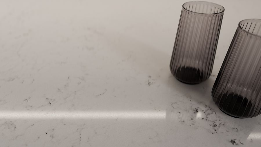 White with the finest silver dusting, zero-silica quartz surface, ZQ11113
