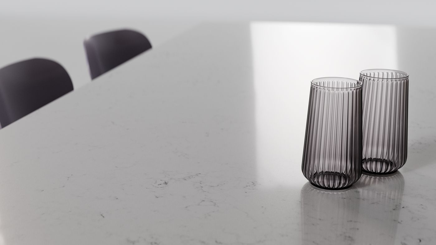 White with the finest silver dusting zero-silica quartz, interior scene 3