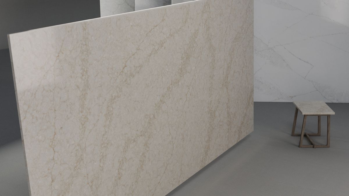 Warm sand, soft travertine flow, Slab view 3, ZQ11119